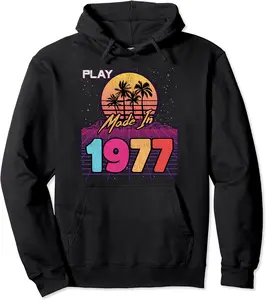 Made In 1977 Retro 80's 90's Aesthetic Vibe 44th Birthday Pullover Hoodie - Autumnsc Shop 27B099Z2YZ31