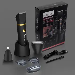 Scttomon 3 in 1 Electric Body Hair Trimmer,Groin Hair Trimmer for Men,Waterproof Electric Shaver Nose Hair Trimmer,Men's Hair Removal Device Cordless,Manscape Trimmer with Standing Recharge Dock