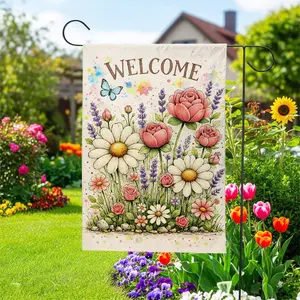 Welcome Garden Flag 12x18 Inch, Double Sided Watercolor Wildflower Spring Summer Outdoor Decor, Seasonal Cottage Farmhouse Yard Banner for Patio Porch, Fade Resistant, Flags, Garden Decor