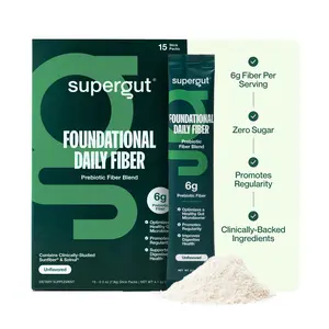 Supergut Foundational Daily Fiber Powder, Sugar Free & Vegan Prebiotic Fiber Blend for Gut Health & Digestive Support, Supplement for Men & Women with Solnul & Sunfiber, Unflavored
