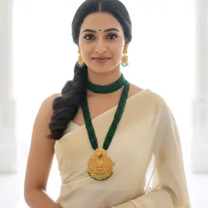 Gorgeous Hydro Beaded Long Mala and Earrings Sets Handcrafted in Nepal Traditional Artisan Jewelry n Stylish Accessory