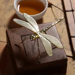 Metal Dragonfly Desk Decor, Creative Insect Figurine for Home Decoration, Ideal Office Photo Prop and Unique Gift
