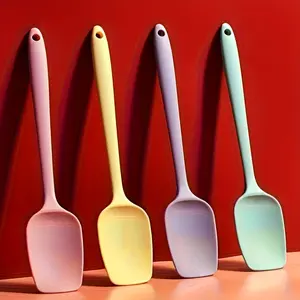 4-Pack Silicone All-in-One Food Grade Heat-Resistant Cream Spreader, Mixing Spoon/Salad Spoon, Scraper Cake Baking Tool, Baking Utensils Supplies Kitchenware, Baking Accessories