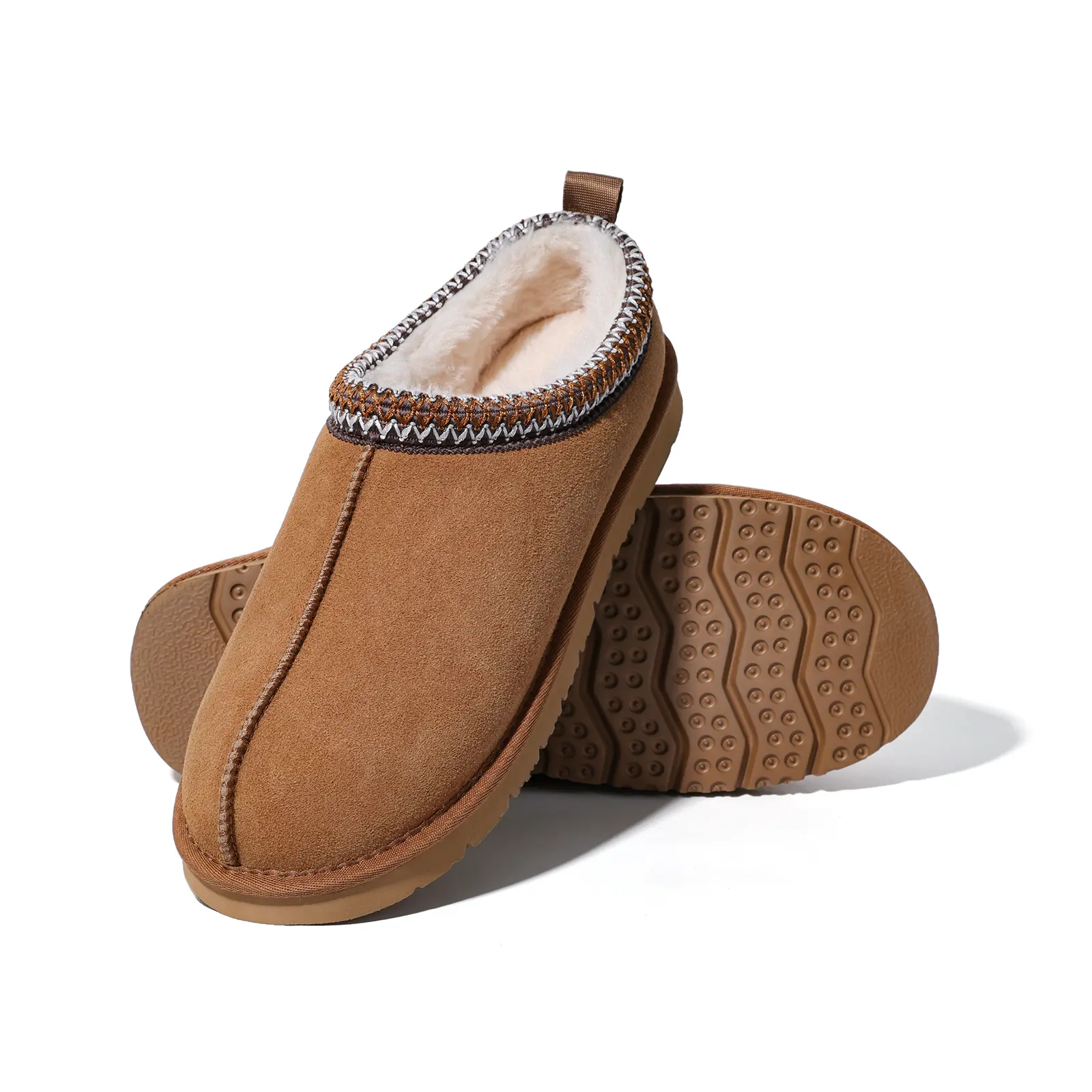 Men's  Suede Slippers Braided Leather House Slipper Outdoor Slipper Casual Slip-on Fuzzy Fluffy Home Comfort Winter Warm Furry Shoes Classic Stylish Boy Footwear Walking Shoes Leather Nail