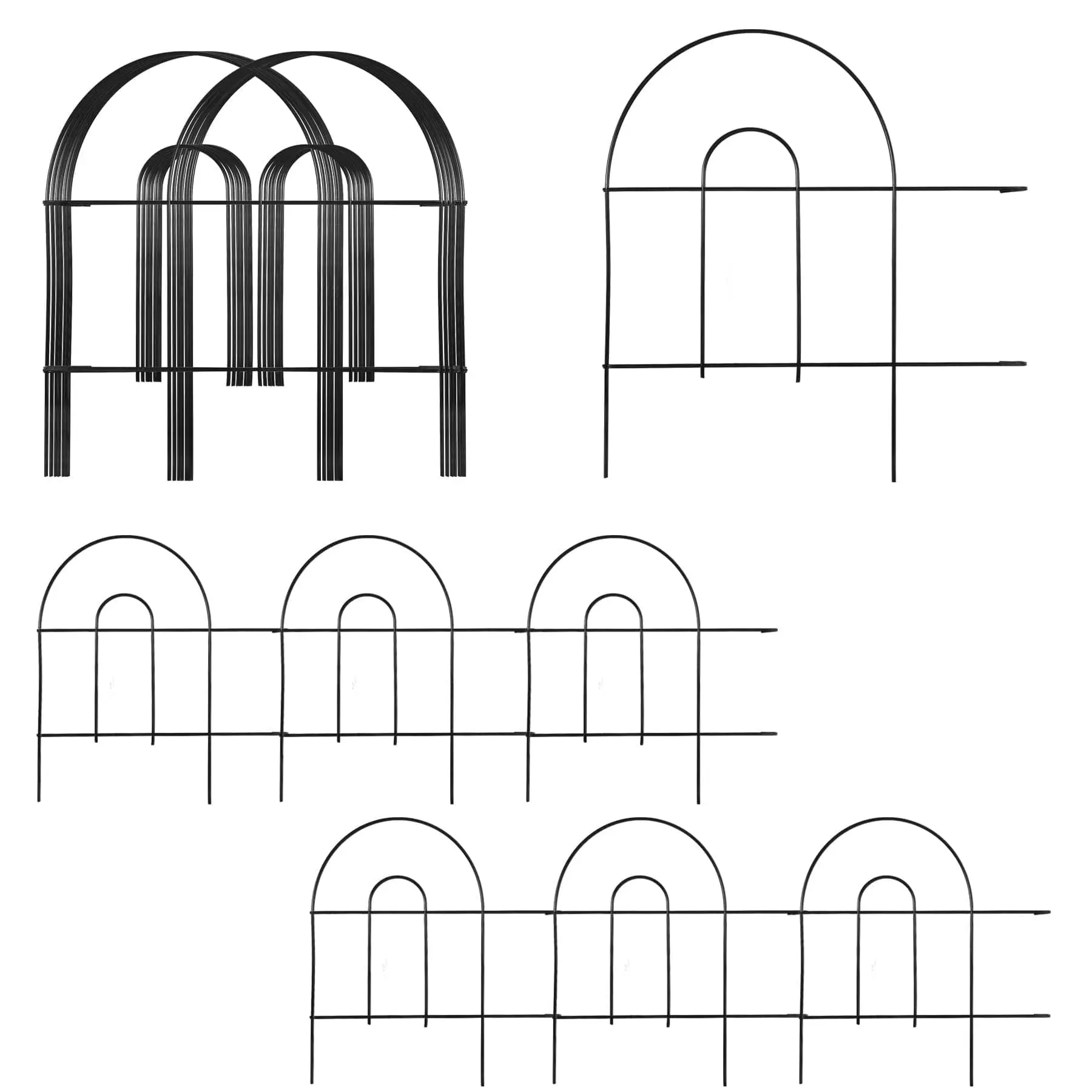 SEGAWE 50' X 18" Garden Fence Metal Frame 35 Pieces Customized Your Personal Yard Area Protectors Black, Metal Frame Durability, Anti-Rust, Outdoor
