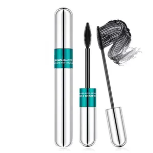 Black 4D Silk Fiber Cosmetic Mascara - 5x Longer Lashes, Thickening, Waterproof, No Clumping, Ideal for Enhancing Lash Volume in Makeup Routines
