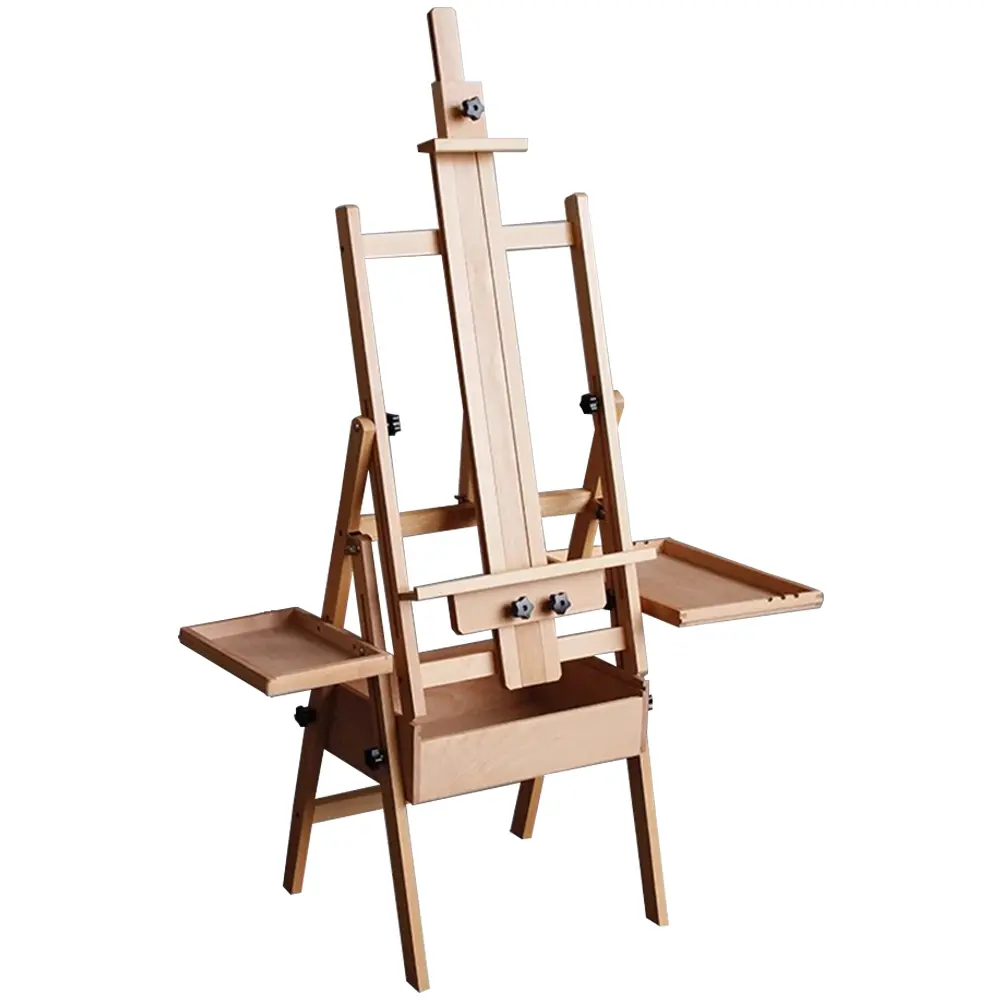 Beech Multifunctional Easel with Drawer Tray Foldable Adjustable Easel Drawing Board Easel for Children Sketch Oil Painting