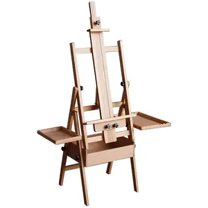 Beech Multifunctional Easel with Drawer Tray Foldable Adjustable Easel Drawing Board Easel for Children Sketch Oil Painting