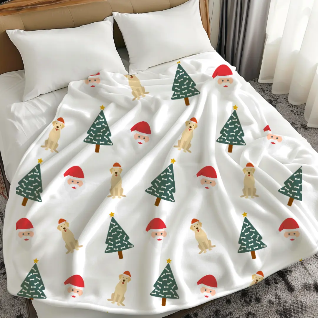 Christmas Dog Velveteen Plush Blanket, 3 sizes