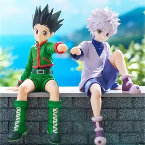 12cm Anime Hunterxhunter Killua Zoldyck Figure Pvc Aciton Figure Noodle Stopper Figure Gon Freecss Sitting Model Toy Gift