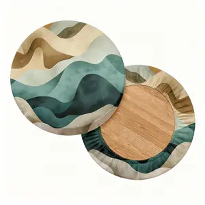 2/4/6/8PCS digital printing pattern of wave pattern universal elastic round stool cover for all seasons, elastic, suitable for bar chair cover, outdoor chair, small round cushion cover, restaurants, cafes, etc