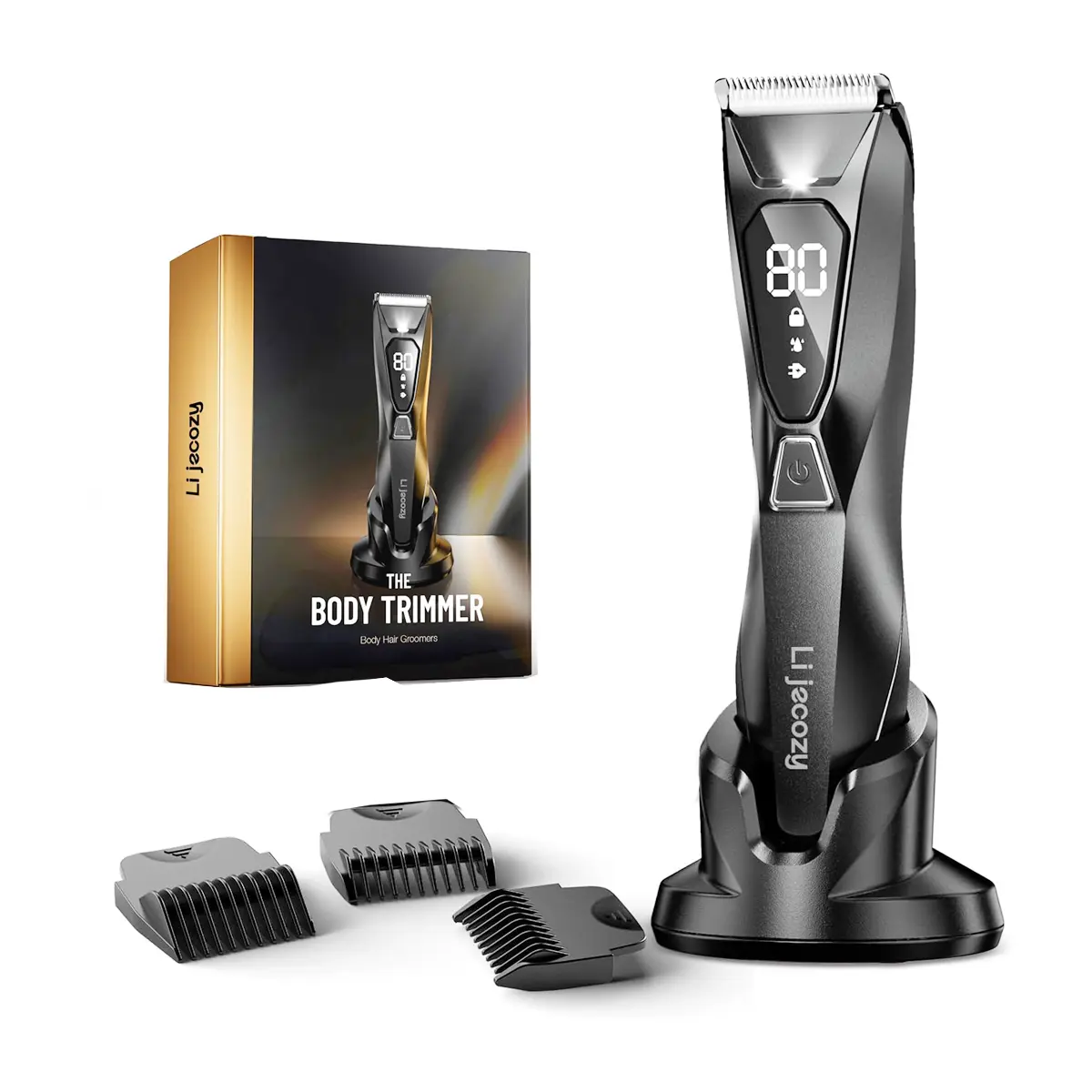 [Tiktokshopbacktoschool]SHPAVVER Ball Shaver for Men, Pubic Hair Trimmer for Man - Electric Ball Shaver with Display & Light - Waterproof Wet/Dry Groomer kit for Groin - Wireless Charging - Ceramic Blade with 3 Comb, Male Gifts, Led Lighted sohochic