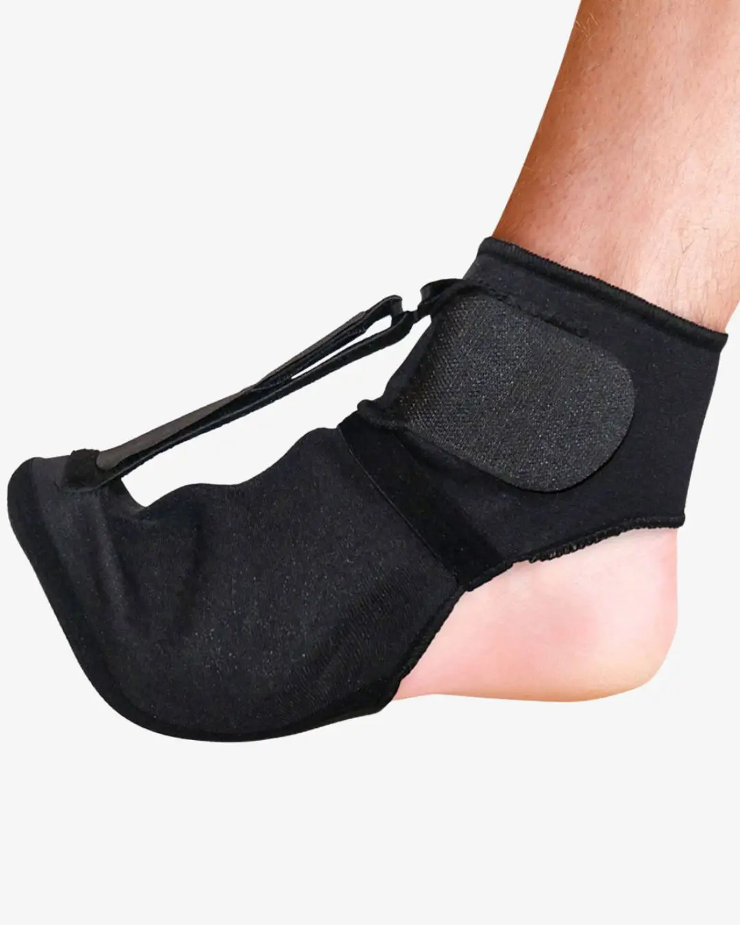 Copper Compression Plantar Fasciitis Night Sock | Soft Foot Stretching Boot for Sleeping | Black