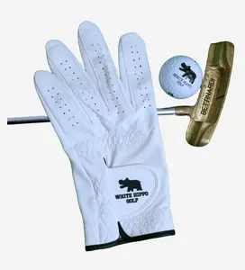 White Hippo Gripmaster Tour Leather Golf Glove - Premium Cabretta Leather, Lightweight, Breathable, Exceptional Grip, Custom Fit Velcro Closure