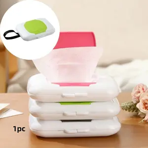 Portable Wet Wipes Dispenser, 1 Count Compact Travel Tissue Holder, Wet Wipes Storage Box for Outdoor, Stroller & Crib, Care