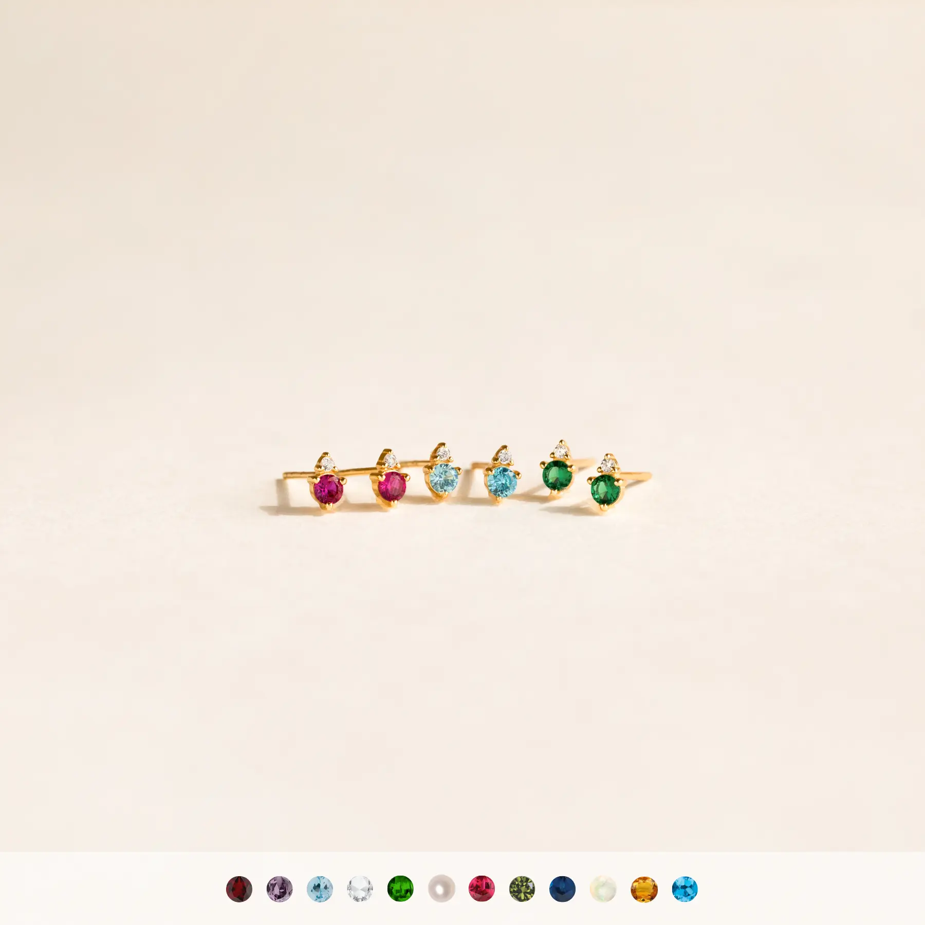 Raindrop Birthstone Studs by Caitlyn Minimalist - Custom Gemstone & Diamond Stud Earrings - Dainty Everyday Earrings for Women - Personalized Gift for Her