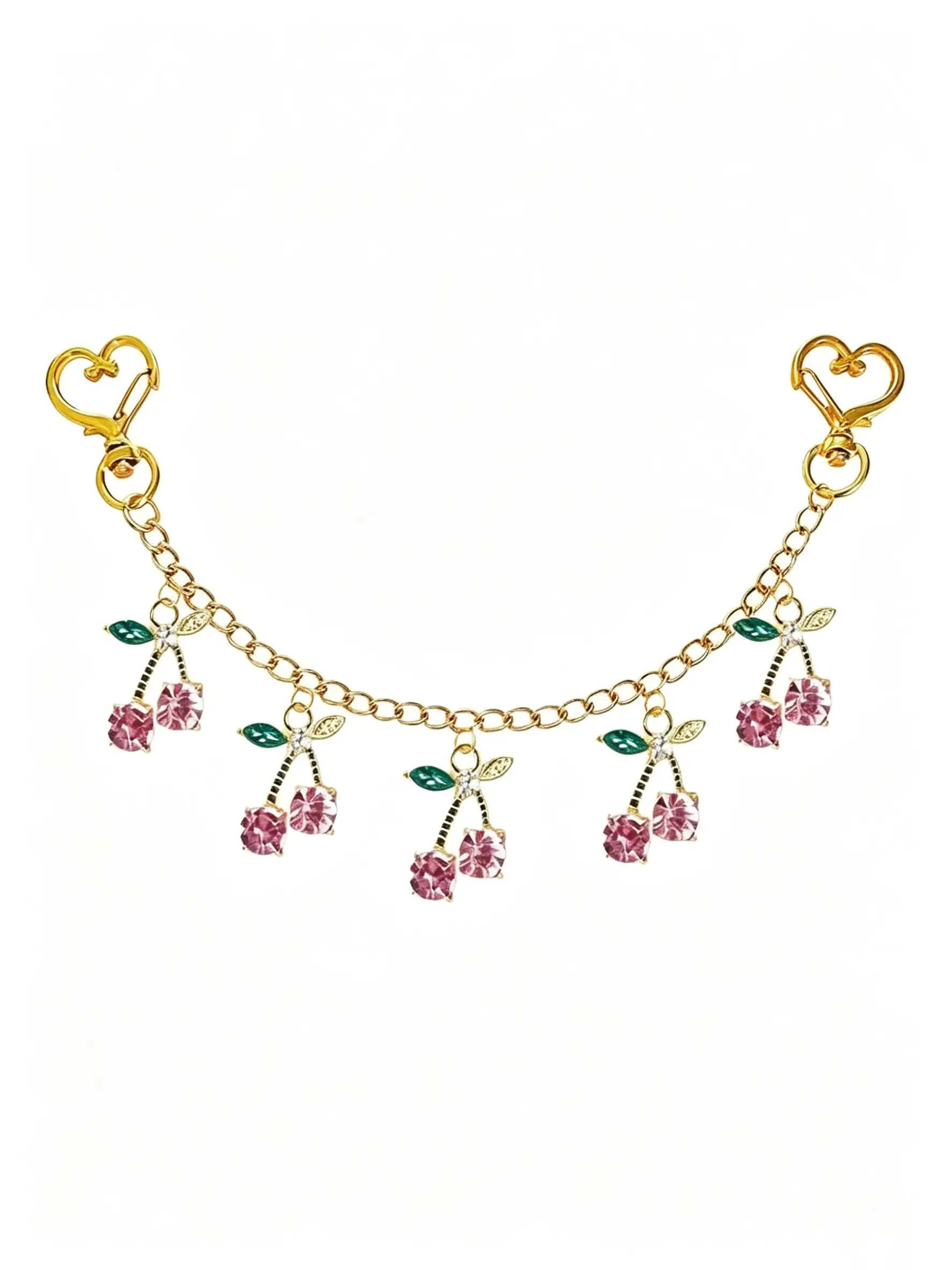 Bag Charm Sweet Cherry Rhinestone Bag Chain Gold-Plated Heart-Clasp Decorative Hanging Chain Energetic & Sweet: Youthful Girl Style Retro-Sweet-And-Cool Style Multiple Ways To Wear Gifts For Friends / Holiday Gifts Trendy Bag Charms