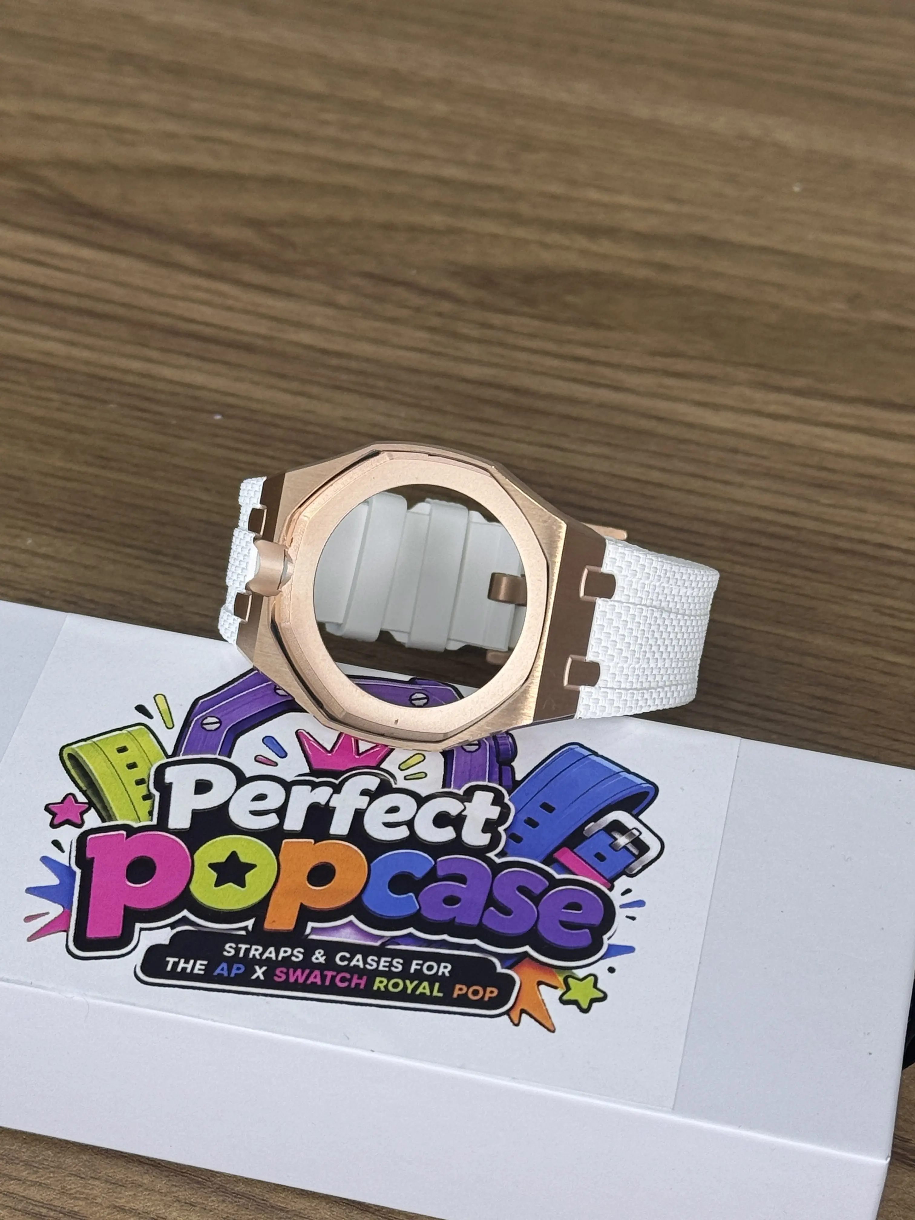 AP x Swatch Royal Pop Luxury Wearable Watch Accessory, Rose Gold PVD Finish Steel Rubber Strap, Adjustable, Lifetime Warranty