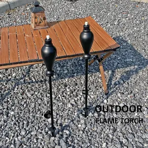 6 Pack Metal Citronella Torches Outdoor, 61 Inch Tall Garden Torches for Outside, Flame Metal Torches, Matte Black Refillable Outdoor Torches with Grounded Stake for Backyard Pathway Patio Party Garden Torches with Stake Sturdy Metal Outdoor Citronella