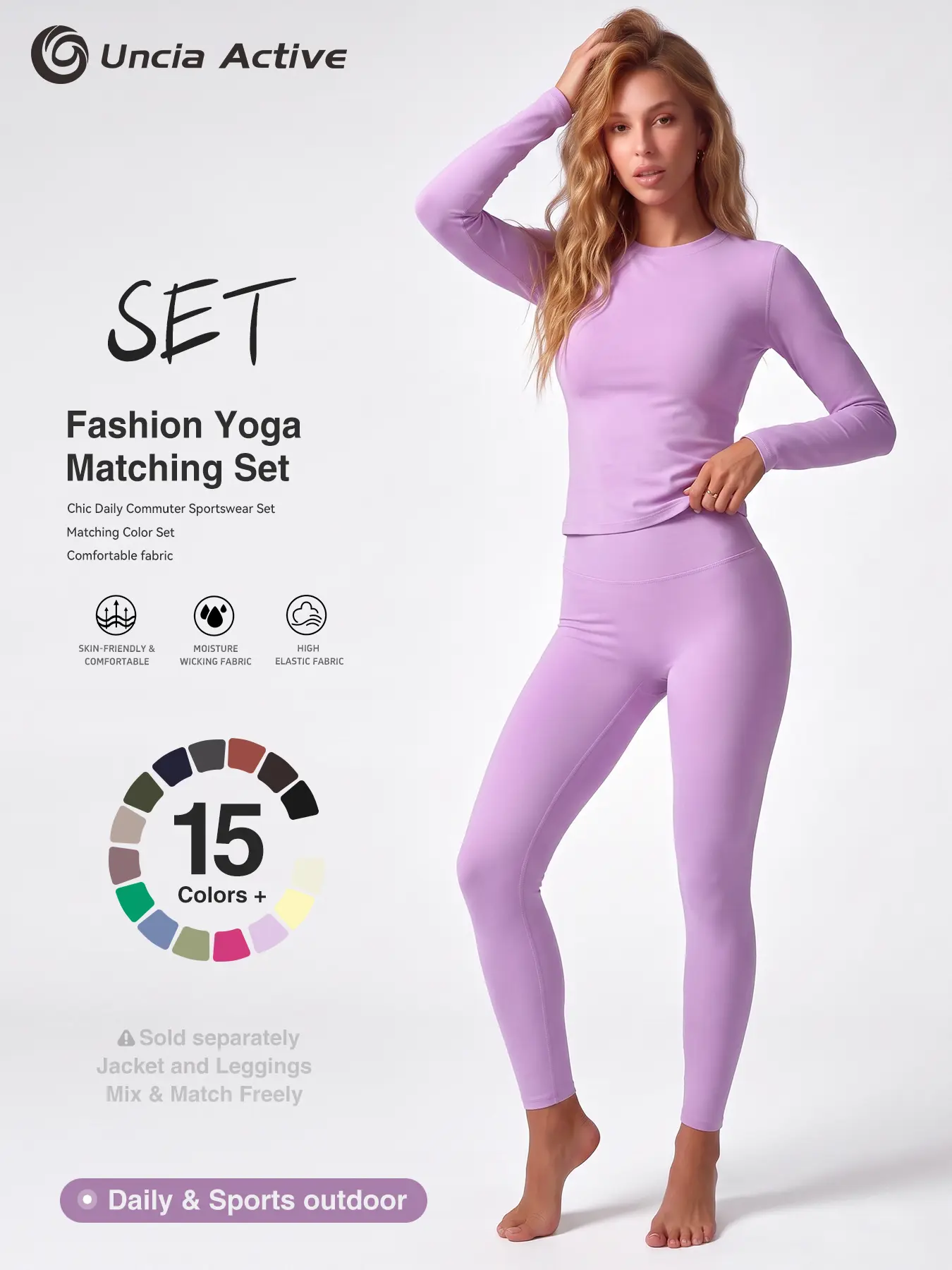Uncia Active Yoga Matching , Long Sleeve Crop Workout Top High Waist Butt Lifting Leggings, Moisture Wicking Stretch Athletic Activewear Separates for Gym Running Daily Outdoor summerwins