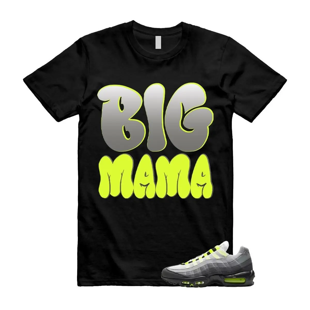 Air Max 95 Big Bubble Neon Yellow Black Cool Grey 2026 OG T Shirt Match MAMA Custom Cotton Menswear 100% Ring Spun Comfortable 2 Sided Design