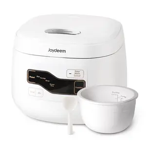 Joydeem Ceramic Rice Cooker FD20S-W, 4-Cup Uncooked Capacity, 2L Pure Ceramic Inner Pot, 24h Delay Start, White Kitchen Rice Cooker