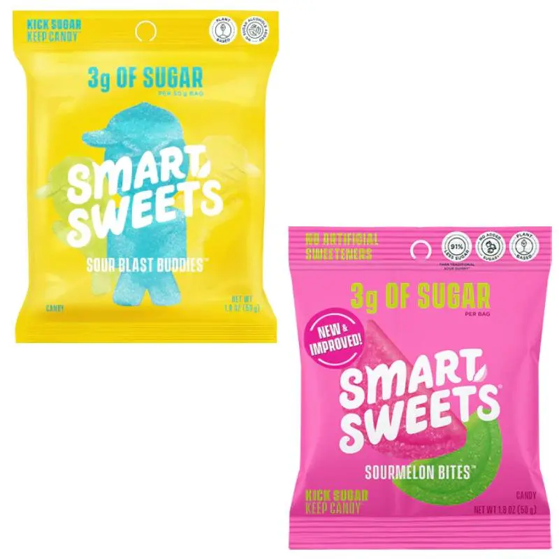 SmartSweets Duo Pack – (Sour Blast Buddies + Sour Melon Bites) Low Sugar Gummy Candy Variety | 3g Sugar, Low Calorie, Keto-Friendly, Gluten-Free
