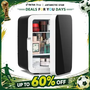 【DealsForYouDays】Antarctic Star Compact Mini Fridge, 10L Portable Small Refrigerator, 2.6 Gal Mini Fridge with AC/DC Adapters, Small Cosmetics Cooler for Beverage, Food, Makeup, Bedroom, Office, Dorm, Black High Efficient Cooling