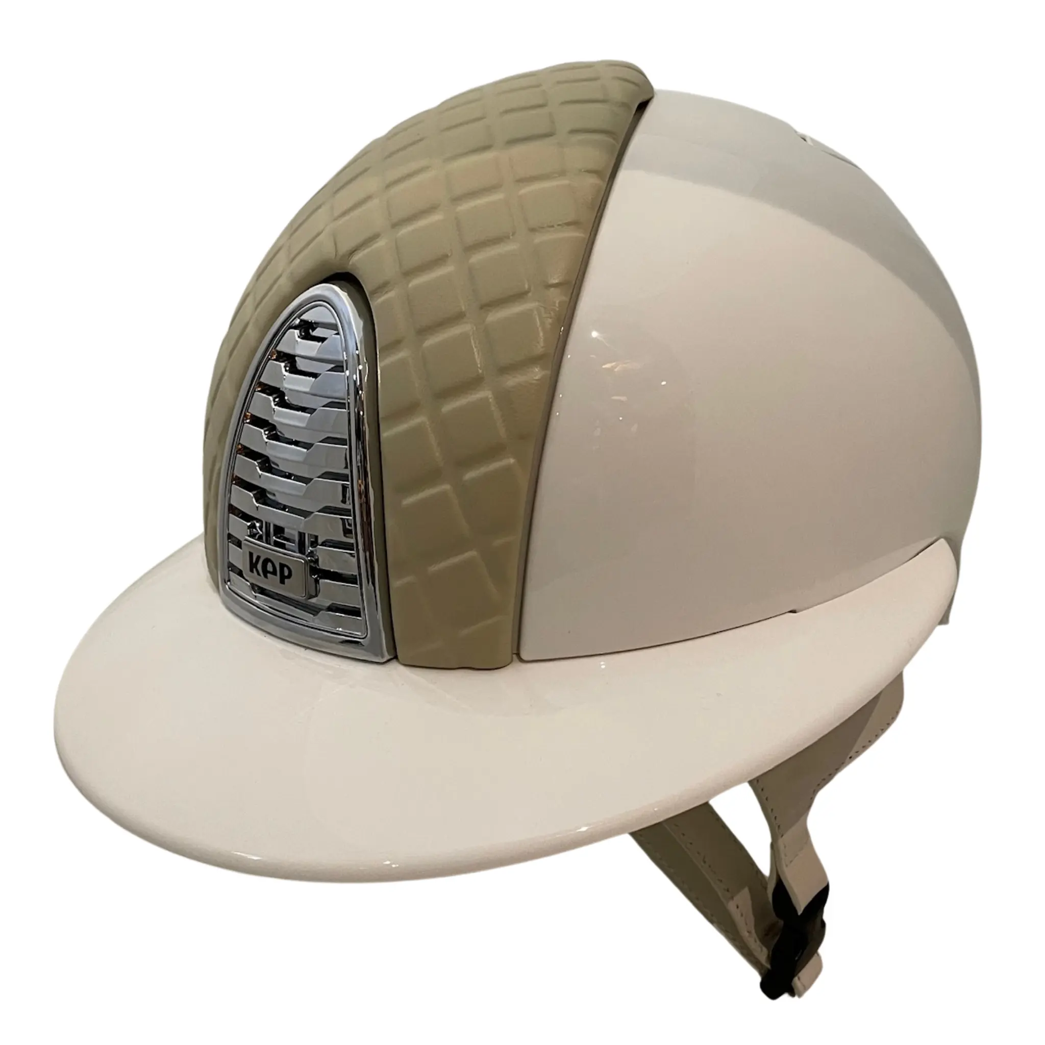 KEP Cromo 2.0 Polish White with Milano Beige Insert and Wide Polo Brim Helmet