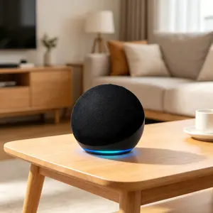 New Generation Compact Smart Speaker with Alexa, Bluetooth, Outdoor Wireless Mini Portable Design, Home RGB Subwoofer for Enhanced Audio & Smart Living (Compatible with Smartphones)