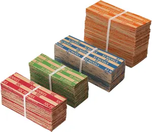 Coin Wrappers Assorted 500 Flat Stripped Coin Roll Wrappers for All Coins Including 200 Quarter Wrappers and 100 Each of Penny
