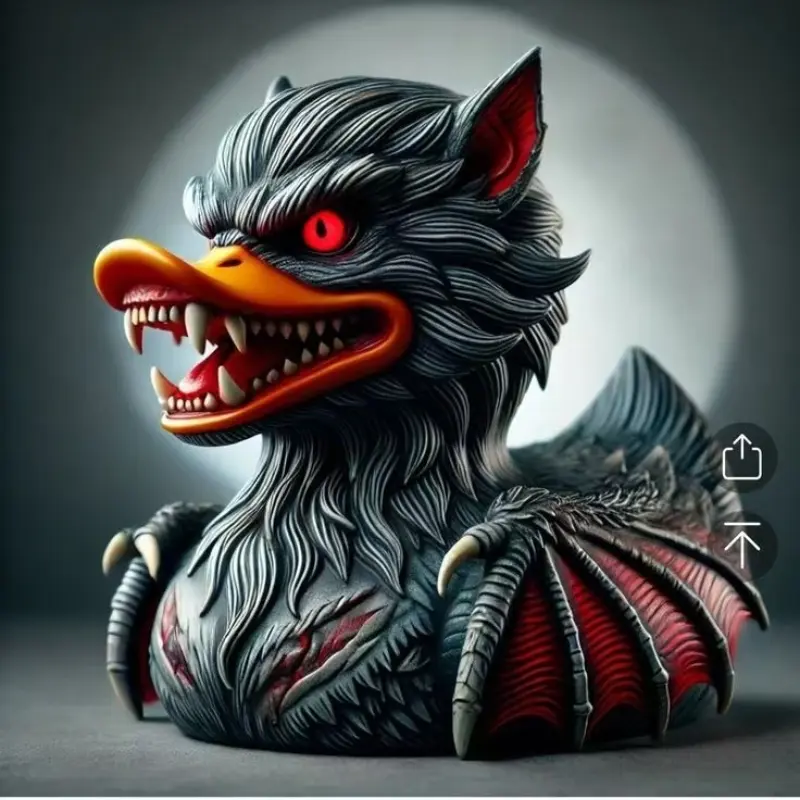 Dark Style Werewolf Duck Resin Figurine, Horror Movie Inspired Tabletop Decor, Perfect Party Gift Craft, Unique Home Decoration, Statues, Collectible Figurine, Decorative Sculptures, Decorative Piece, Dark Figure Decor, Decorative Figurines