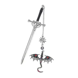 1 Count Dragon Fantasy Sword Bookmark - Durable Alloy with Golden & Silver Pendant | Perfect Gift for Book Lovers, Readers & Fantasy Fans | Whimsical Accessory for Bookworms | Sturdy Bookmark for All Your Reading Adventures | Book Accessories