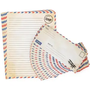 60 Pack Airmail Paper and Envelopes Set - Blue Writing Paper for Invitations, Love Letters, Letters to Troops, Christmas Letter - 8.5 x 11 Inch