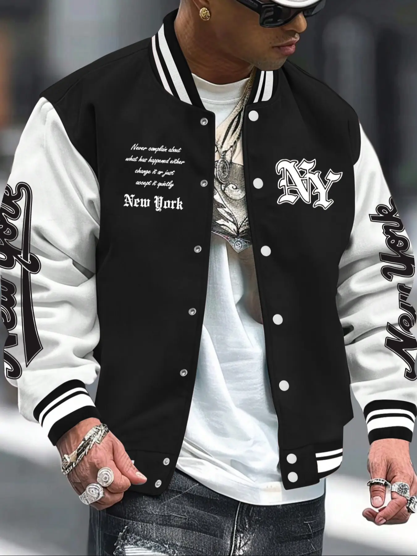 Men's Baseball Jacket Colorblock Letter Print Long Sleeve Pilot Coat, Casual Fitted Thick Fabric, Fall & Winter Fashion, Autumn Winter Outerwear, Casual Fitted Jackets
