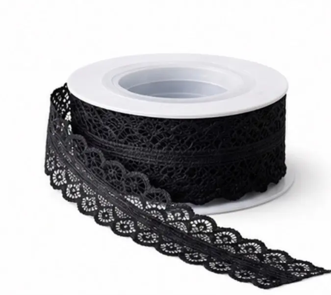 Black Lace Trim Ribbon – 10 Yards Decorative Scalloped Edge Fabric for Sewing, Crafts, Gift Wrapping, DIY Projects & Clothing Design