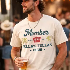 Ellas Fellas Club T-Shirt, Western Country Concert Graphic Shirt, Vintage Rodeo Music Fan Tee, Unisex Oversized Casual Apparel, Gift For Her Him 3R4