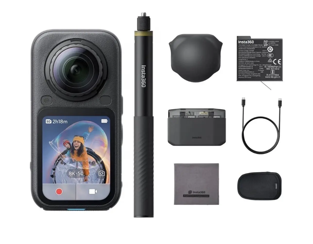 Insta360 X6 8K Waterproof 360° Action Camera | Creator Kit with 2 Batteries, Selfie Stick & Carry Bag