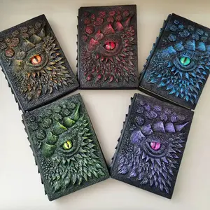 3D Dragon Eye Embossed Vintage Notebook, Gothic Dragon Pattern Cover Aesthetic Diary, Unique Design Journal for Writing and Note-Taking