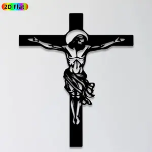 1pc Crucifix Metal Wall Art, Religious Decoration, Sacred Crucifix Statue Mural, Ideal Gift for Easter, Christian Faith Enthusiasts, Rust-Resistant Metal Wall Decor Wall Sculptures, Perfect for Church Wall & Garden Fence, Religious Home Decor