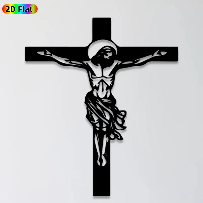 1pc Crucifix Metal Wall Art, Religious Decoration, Sacred Crucifix Statue Mural, Ideal Gift for Easter, Christian Faith Enthusiasts, Rust-Resistant Metal Wall Decor Wall Sculptures, Perfect for Church Wall & Garden Fence, Religious Home Decor