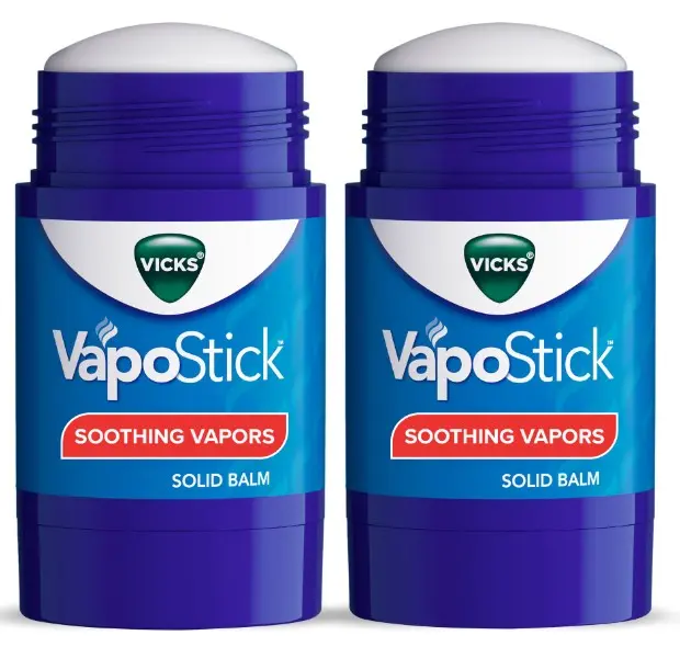 Vicks VapoStick, Invisible Solid Balm with Soothing Vicks Vapors, Non-Medicated, 2 x 1.25 oz