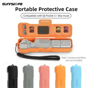 Protective Case with Lanyard for DJI Osmo Pocket 3/ Xtra Muse  Creator Combo Accessories, Travel Waterproof Case with 3 Magnetic Cpl/Nd Filter Storage Slots and 2 Storage Card Slots, with Wrist Strap