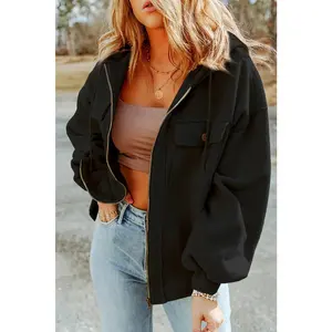 Zip-Up Drawstring Hooded Jacket