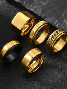 Men's Rotatable Ring Set, Stacking Rings, Stress Relief Layered Design, Stainless Steel Material, Daily Wear, Perfect Gift for Men