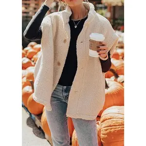Womens Sleeveless Sherpa Vest Lightweight Outwear Vest Fuzzy Fleece Coat Warm Vest with Pockets Casual Baggy Jacket Blouses