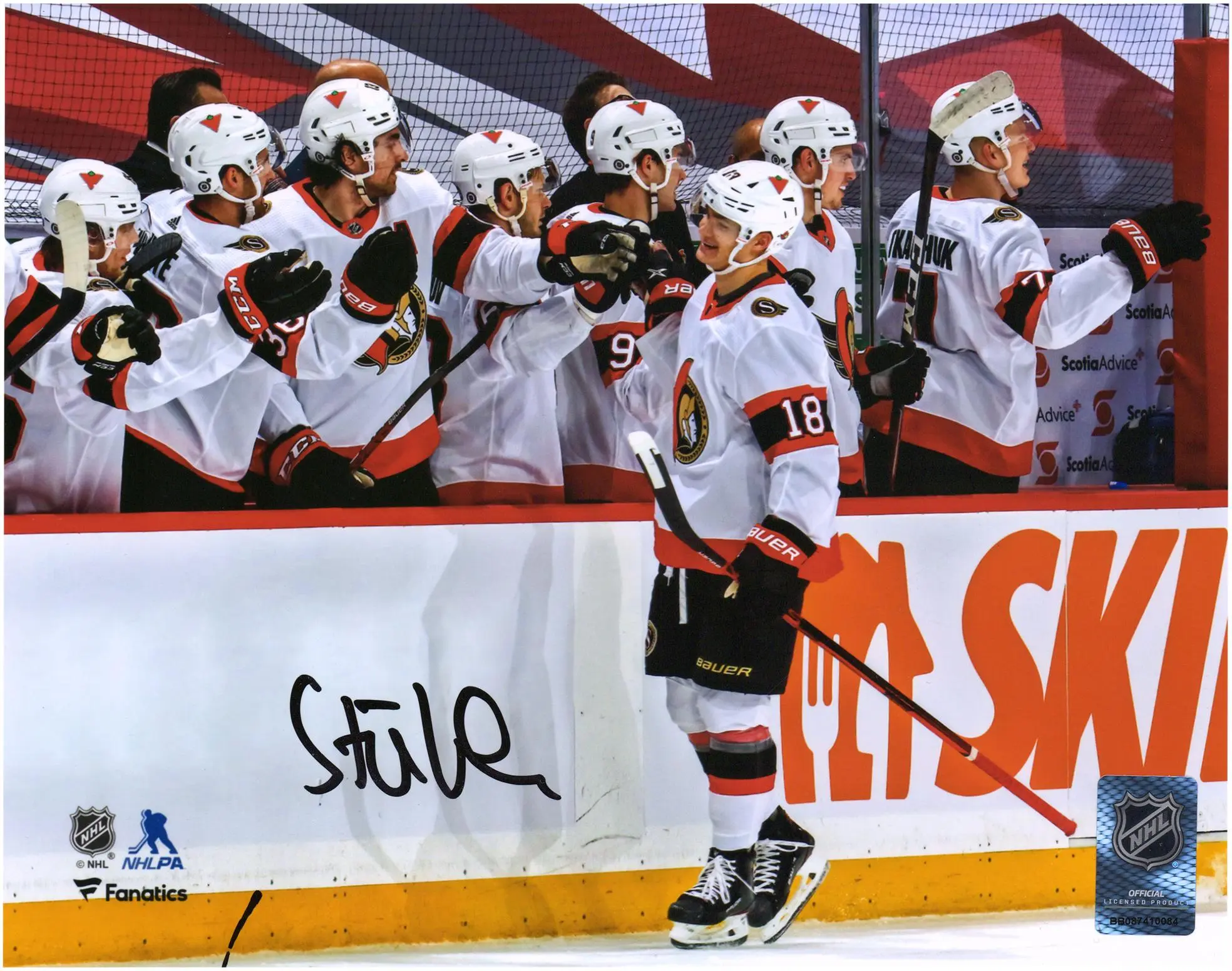 Tim Stutzle Ottawa Senators Autographed 8" x 10" Hat Trick Celebration Photograph - Fanatics Authentic Certified