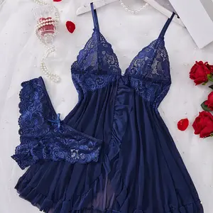 Lingerie for Women Lace Dress V Neck Chemise Negligee Lace Chemise Sleepwear