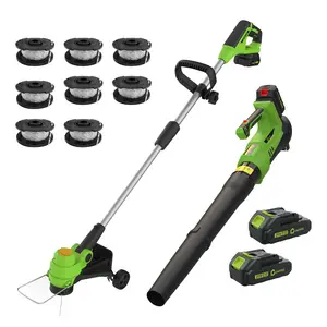 20V Wireless Leaf Blower & String Trimmer Combo - 12" Weed Wacker, 550CFM 130MPH, Lightweight & Ergonomic, Adjustable Handle, 2x 2.0Ah Batteries & Charger - Ideal for Lawn, Yard & Garden Care