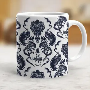 Stylish Ceramic Xenomorph Pattern Coffee Mug - Beverage Cup for Daily Drink Use, Model scs14941